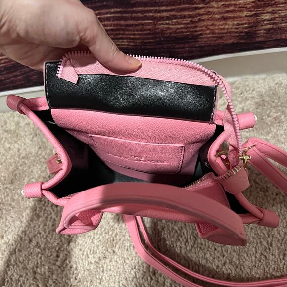 The Leather Crossbody Tote Bag Small Mini Petal Pink 8x6.5x4 Designer Inspired - Picture 5 of 9